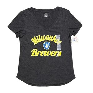 NEW Milwaukee Brewers Short Sleeve Gray Women's Graphic Tee Size Small NWT